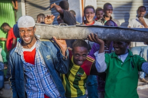 Workers at the Merkato in Addis Ababa, Ethiopia. The Merkato is one of the largest open-air markets in Africa.